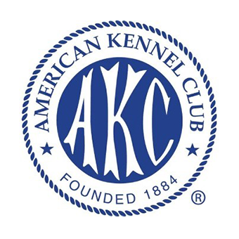 A blue and white logo of the american kennel club.