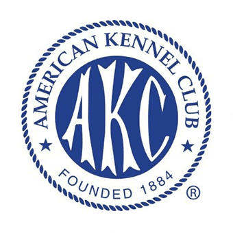 A blue and white logo of the american kennel club.