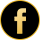 A gold and black facebook logo in a circle.